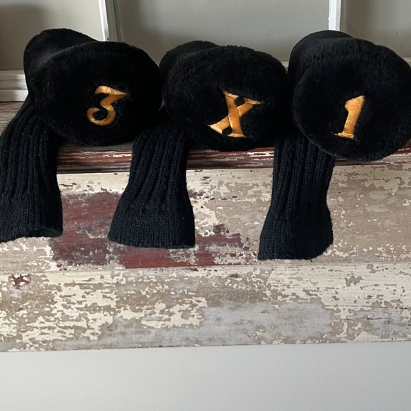 Set of 3 GA TECH Golf Club Sock Style Head Covers in Black/Gold - Picture 3 of 4